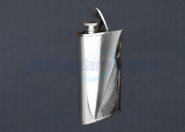 Mirror Polish Custom Metal Hardware , Engraved 2 In 1 Stainless Steel Flask And Cigar Holder