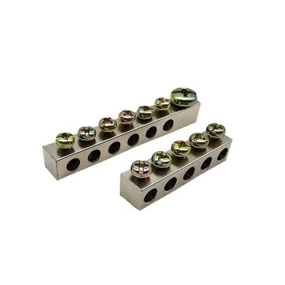 ทองแดง Neutral Busbar PCB Screw Terminal 100A 2-8 Pole Tin Plated DIN Rail จักรยาน
